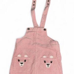 The Children's Place Toddler Girls Pink Corduroy Bear Pocket Overall Dress 2T